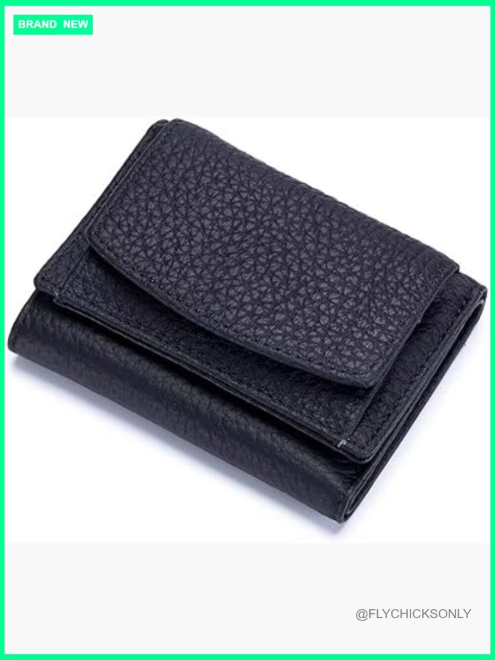 Genuine Leather RFID Blocking Tri-fold Wallet with Snap Coin Pouch